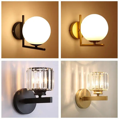 Modern glass ball wall lamp bedroom crystal sconce