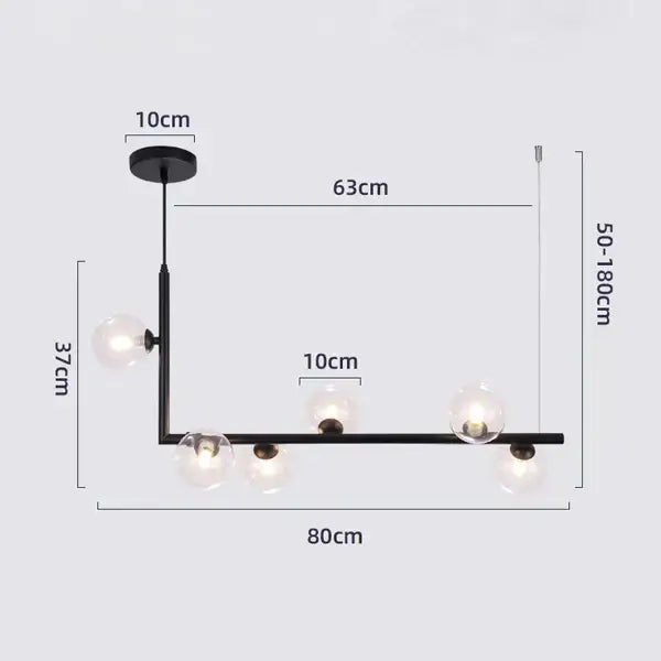 Modern glass black chandelier gold pendant light dining room