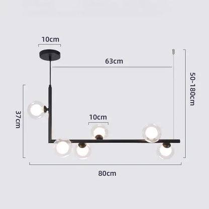 Modern glass black chandelier gold pendant light dining room