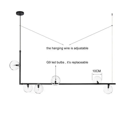 Modern glass black chandelier gold pendant light dining room