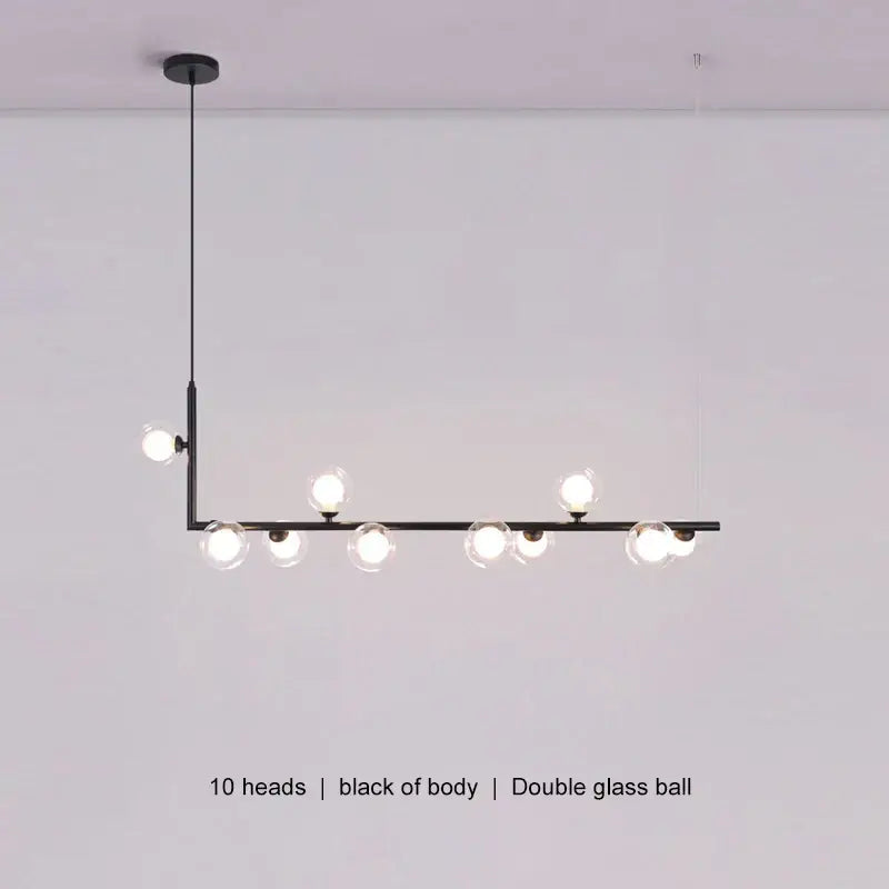 Modern glass black chandelier gold pendant light dining room