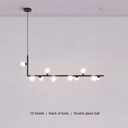 Modern glass black chandelier gold pendant light dining room