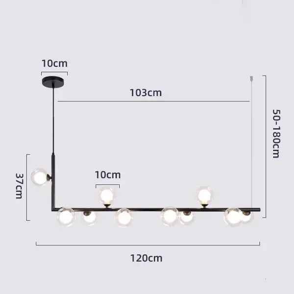 Modern glass black chandelier gold pendant light dining room