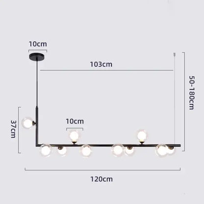 Modern glass black chandelier gold pendant light dining room