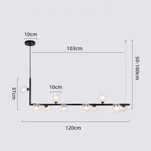 Modern glass black chandelier gold pendant light dining room