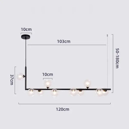 Modern glass black chandelier gold pendant light dining room
