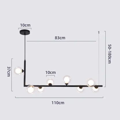 Modern glass black chandelier gold pendant light dining room