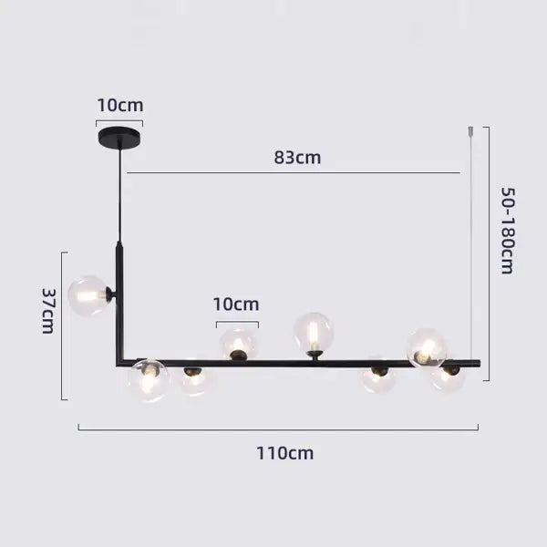 Modern glass black chandelier gold pendant light dining room