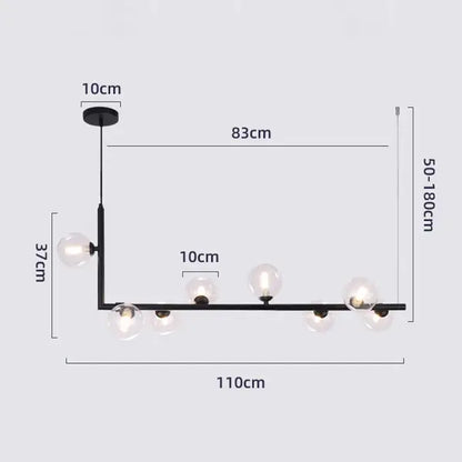 Modern glass black chandelier gold pendant light dining room