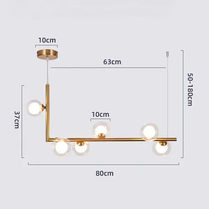 Modern glass black chandelier gold pendant light dining room