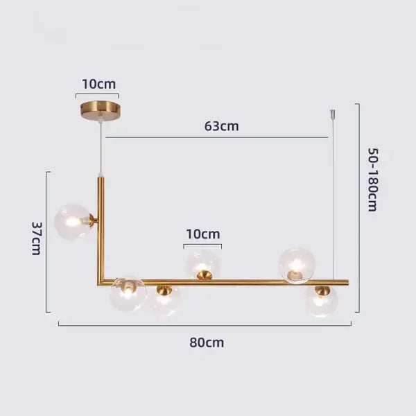 Modern glass black chandelier gold pendant light dining room