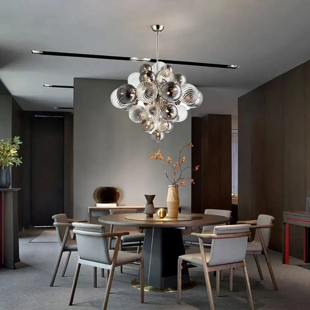 Modern glass bubble ceiling chandelier living room clear and frosted