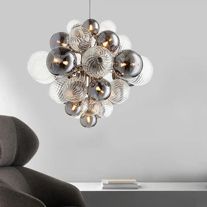 Modern glass bubble ceiling chandelier living room clear and frosted