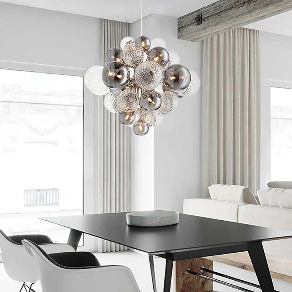 Modern glass bubble ceiling chandelier living room clear and frosted