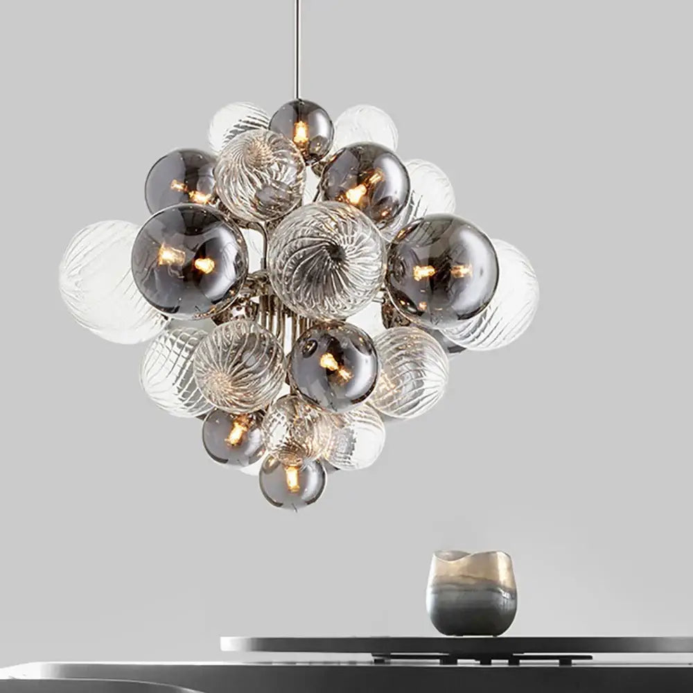 Modern glass bubble ceiling chandelier living room clear and frosted