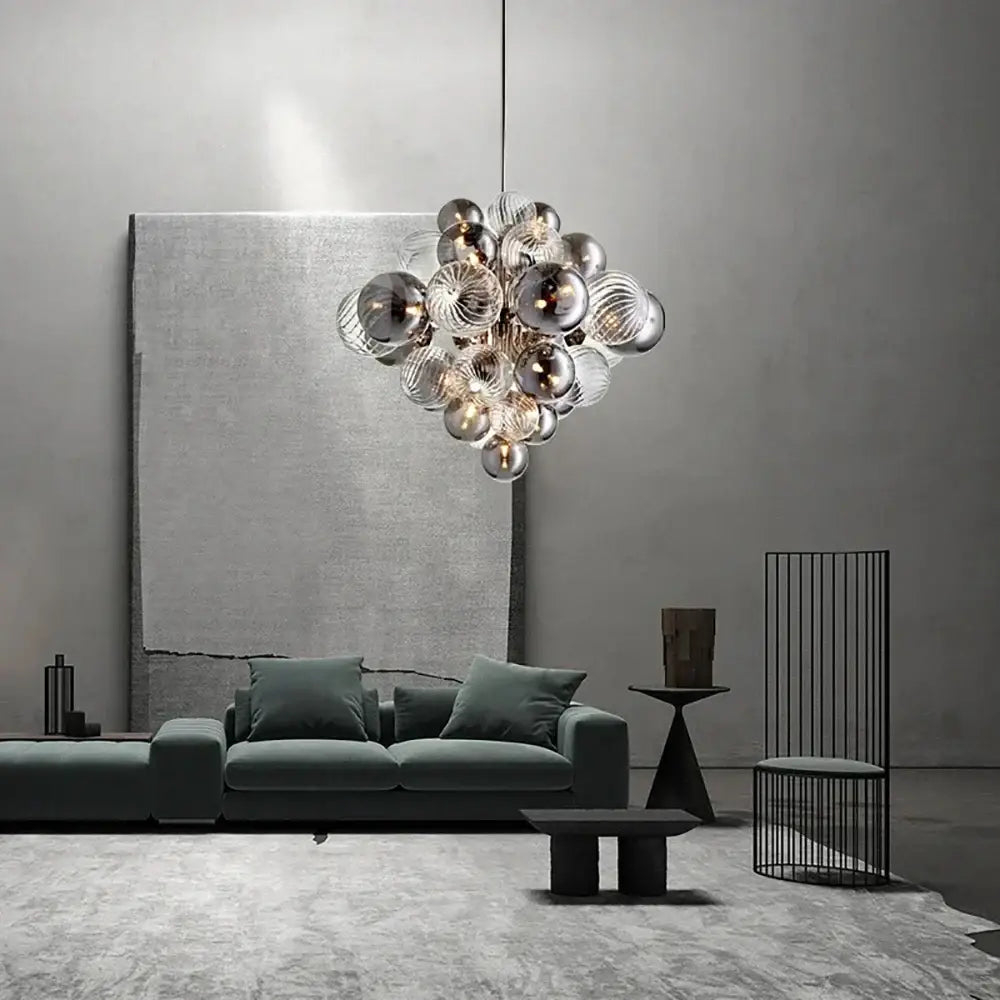 Modern glass bubble ceiling chandelier living room clear and frosted
