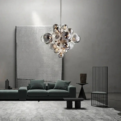 Modern glass bubble ceiling chandelier living room clear and frosted