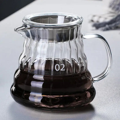 Modern glass coffee carafe kitchen pour over pot with metallic lid