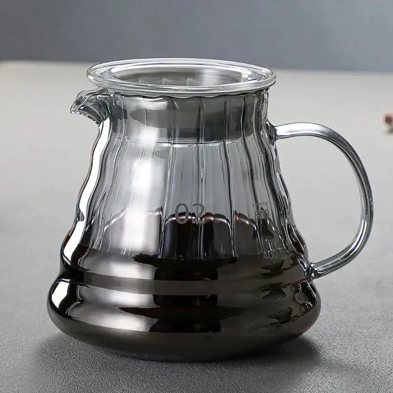 Modern glass coffee carafe kitchen pour over pot with metallic lid