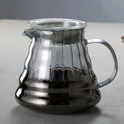 Modern glass coffee carafe kitchen pour over pot with metallic lid