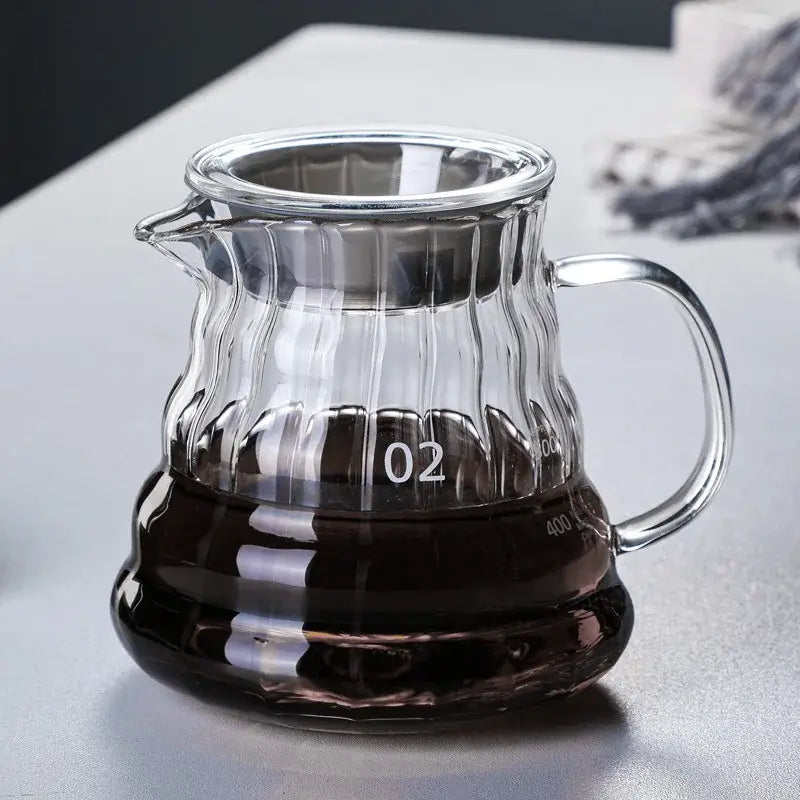 Modern glass coffee carafe kitchen pour over pot with metallic lid