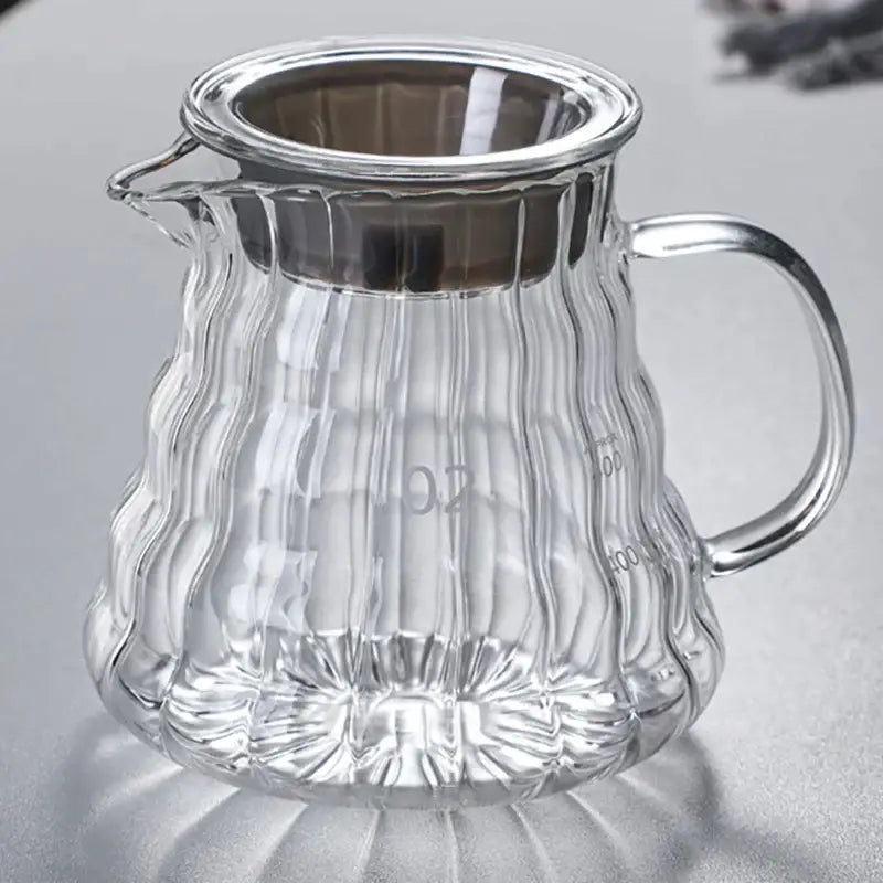 Modern glass coffee carafe kitchen pour over pot with metallic lid
