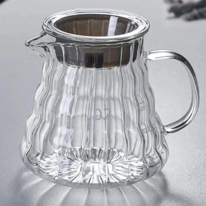 Modern glass coffee carafe kitchen pour over pot with metallic lid