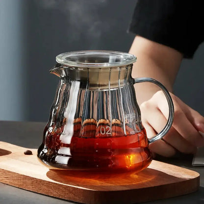 Modern glass coffee carafe kitchen pour over pot with metallic lid