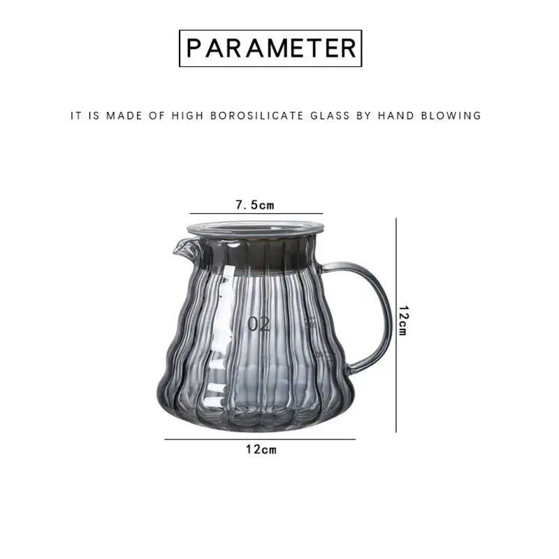Modern glass coffee carafe kitchen pour over pot with metallic lid