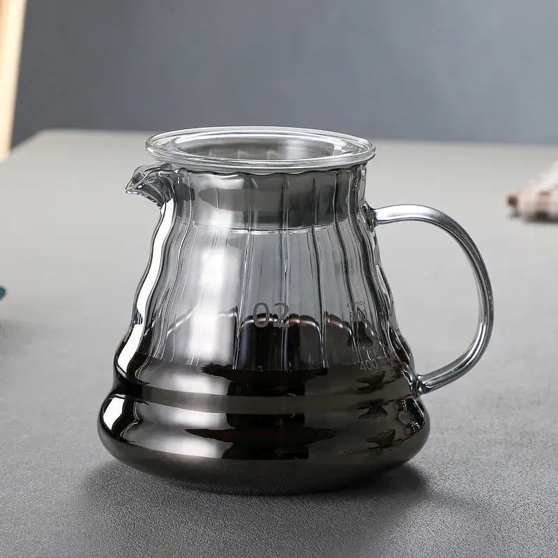 Modern glass coffee carafe kitchen pour over pot with metallic lid