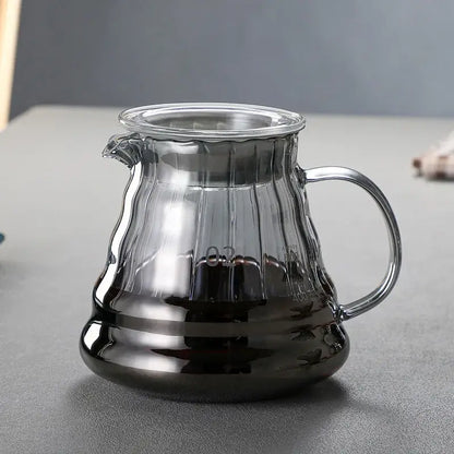 Modern glass coffee carafe kitchen pour over pot with metallic lid