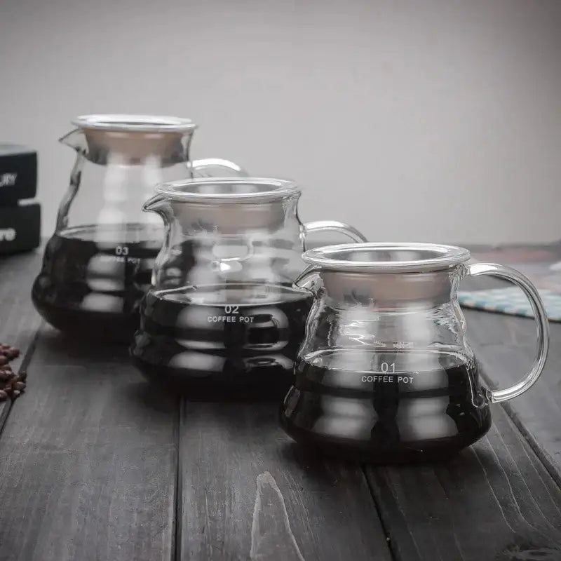 Modern glass coffee pot with stainless steel lid for kitchen dining