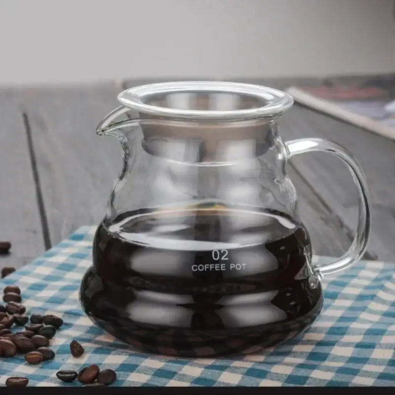 Modern glass coffee pot with stainless steel lid for kitchen dining