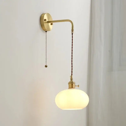 Modern glass copper led wall lights bedroom globe sconce