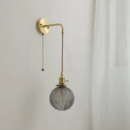 Modern glass copper led wall lights bedroom globe sconce