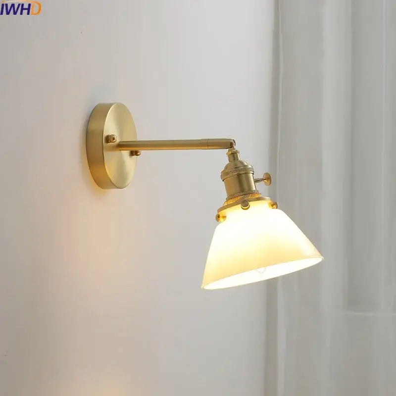 Modern glass copper led wall lights for bedroom reading