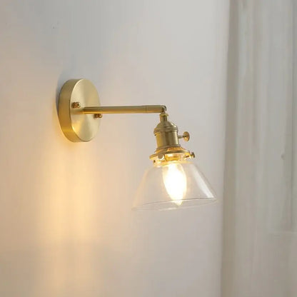 Modern glass copper led wall lights for bedroom reading