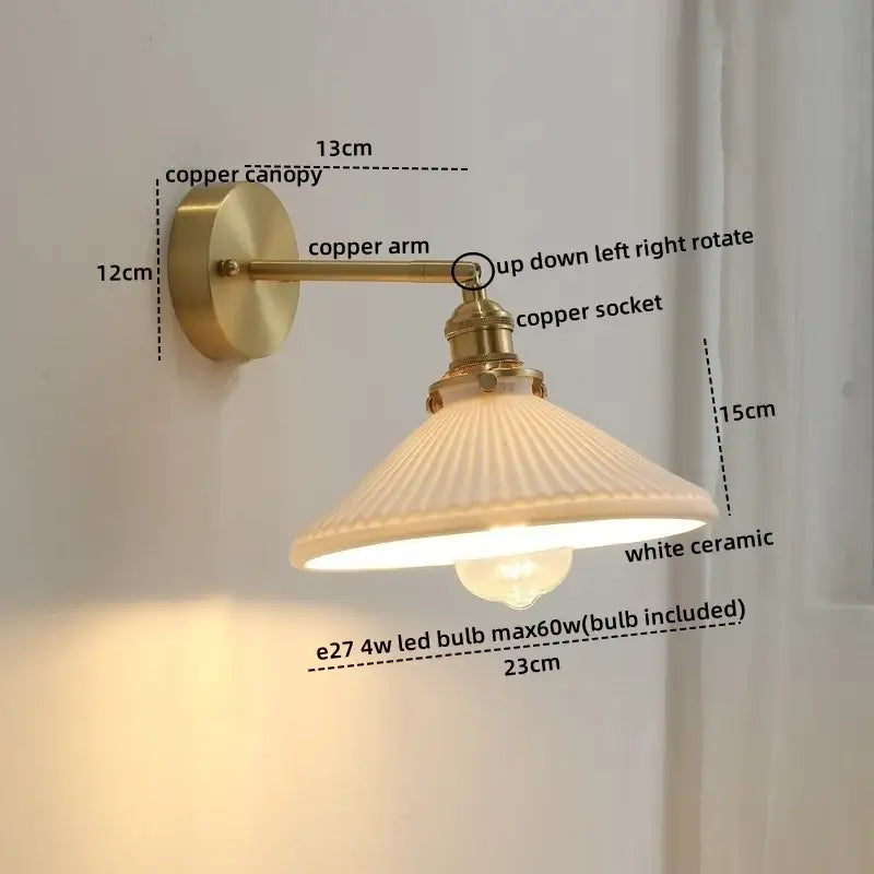 Modern glass copper led wall lights for bedroom reading