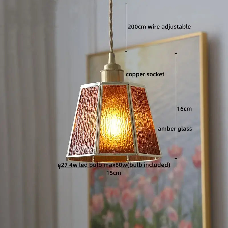 Modern glass copper pendant light for dining room kitchen island
