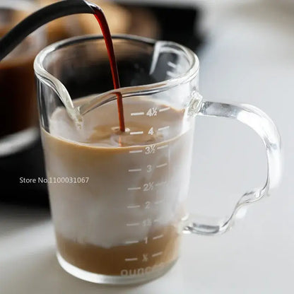 Modern glass cup with wooden handle measuring jug kitchen tool