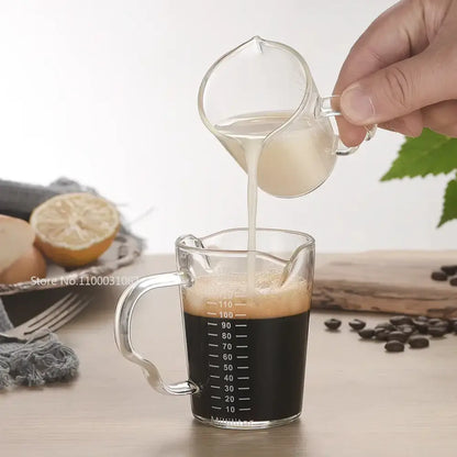 Modern glass cup with wooden handle measuring jug kitchen tool