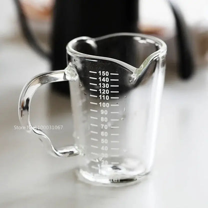 Modern glass cup with wooden handle measuring jug kitchen tool