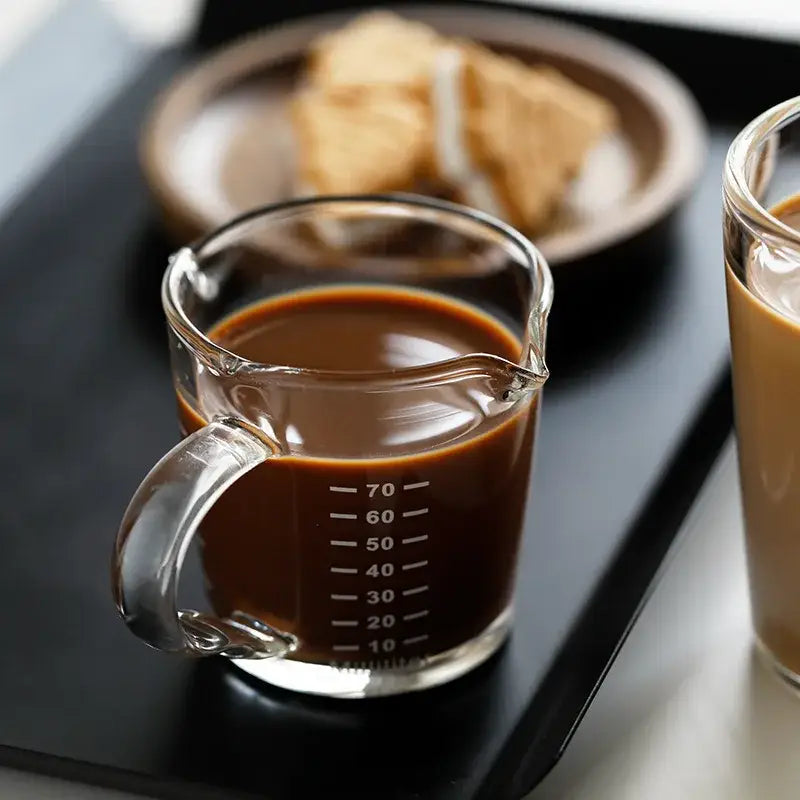 Modern glass cup with wooden handle measuring jug kitchen tool