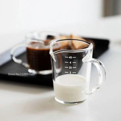 Modern glass cup with wooden handle measuring jug kitchen tool