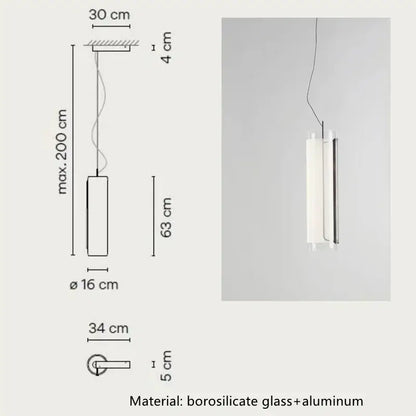 Modern glass cylinder chandelier dining room led pendant light