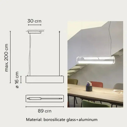Modern glass cylinder chandelier dining room led pendant light