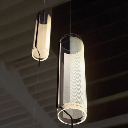 Modern glass cylinder chandelier dining room led pendant light