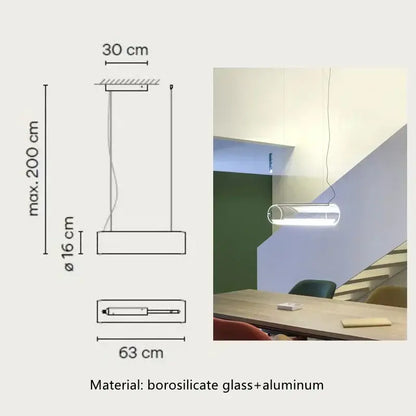 Modern glass cylinder chandelier dining room led pendant light