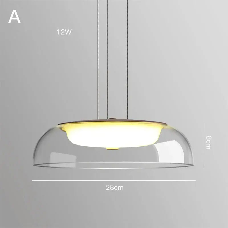 Modern glass dome pendant lights for dining room with wood fixture