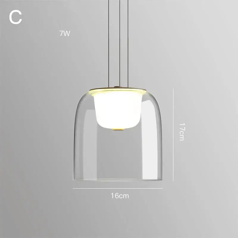 Modern glass dome pendant lights for dining room with wood fixture